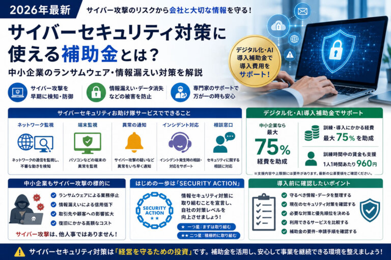 【2026年最新】サイバーセキュリティ対策に使える補助金とは？中小企業のランサムウェア・情報漏えい対策を解説