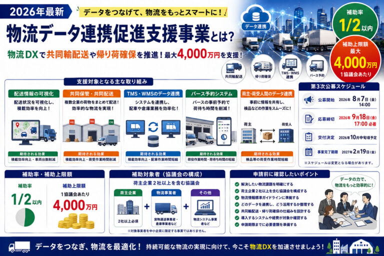 【2026年最新】物流データ連携促進支援事業とは？物流DX・共同輸配送に最大4,000万円