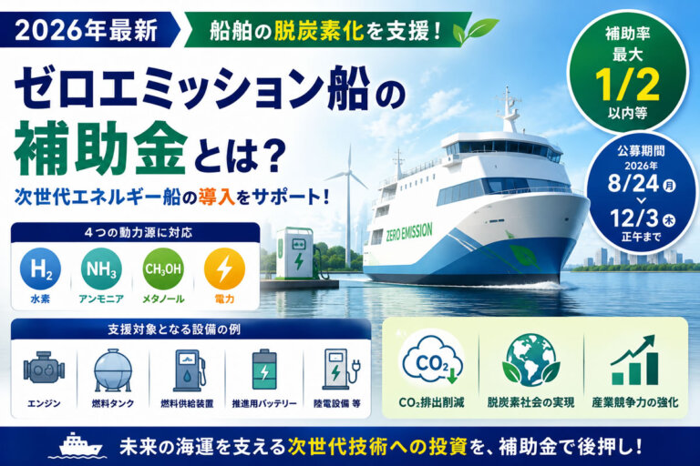【2026年最新】ゼロエミッション船の補助金とは？水素・アンモニア・電気船の導入を支援