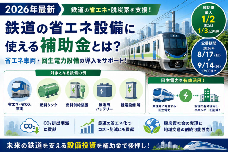 【2026年最新】鉄道の省エネ設備に使える補助金とは？省エネ車両・回生電力設備を支援