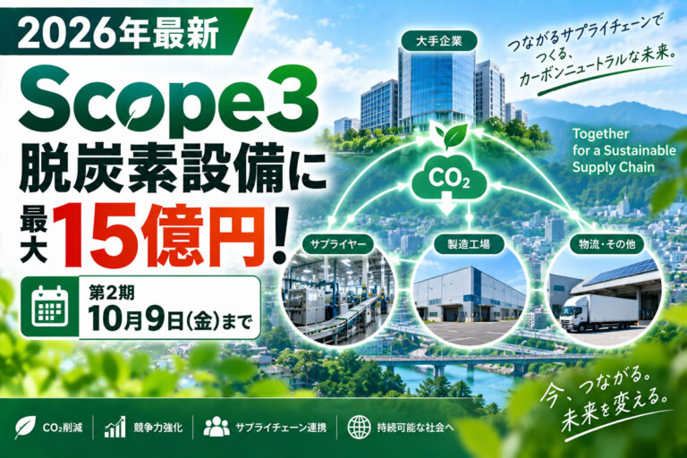 【2026年最新】取引先と進める脱炭素設備に最大15億円！Scope3省CO2補助金を解説