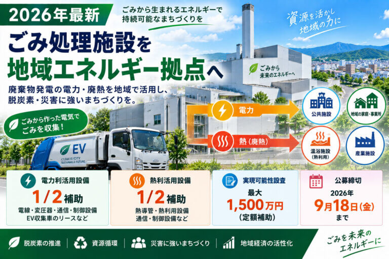 【2026年最新】ごみ処理施設の電力・廃熱活用を1/2補助！地域エネルギー化補助金を解説