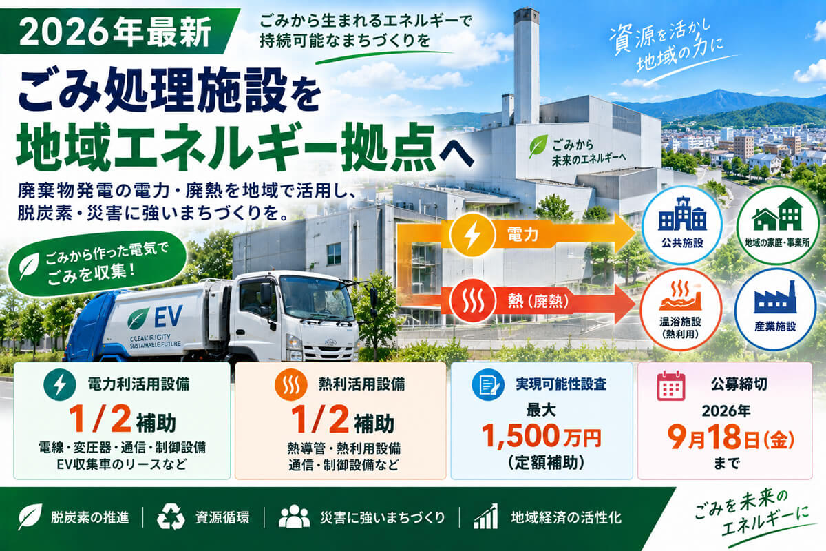 【2026年最新】ごみ処理施設の電力・廃熱活用を1/2補助！地域エネルギー化補助金を解説